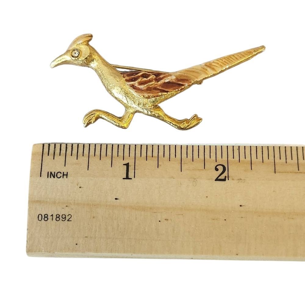 Vintage Gold Tone Roadrunner Brooch‎